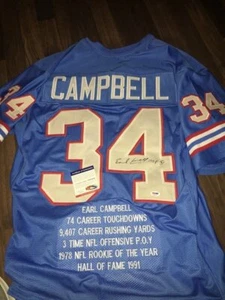 Earl Campbell Signed Houston Oilers Career Stat Jersey / 5×Pro Bowl RB (PSA COA) - Picture 1 of 7