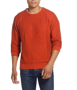 Weatherproof Vintage Men's Debossed Anchor Crew Neck Sweater Red  L - Picture 1 of 2