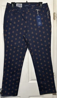 Charter Club Mujer Lexington 18 Pierna Recta Pantalones Azul Marino Abdomen Adelgazante Nuevo Foto 1 de 4