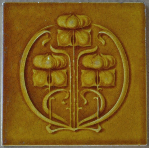 ANTIQUE BOOTE - ART NOUVEAU MAJOLICA TILE C1900 Cover