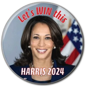 KAMALA HARRIS #2 CAMPAIGN 2024 3" PIN BACK BUTTON PRESIDENT OF THE UNITED STATES - Picture 1 of 3