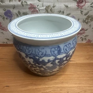 Jardiniere chino vintage azul y blanco jardinera porcelana flor chino - Imagen 1 de 7