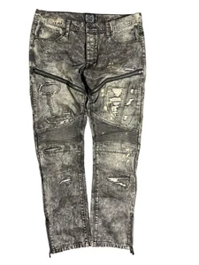 Remy Boyz Denim Jeans Hip Hop Style Button Fly Acid Wash Zippers FettyWap Men 38 - Picture 1 of 12