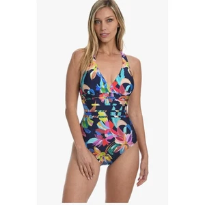 La Blanca Mio Swimsuit 8 Indigo Multi Strap Cross Back Tummy Control Chic - Picture 1 of 9