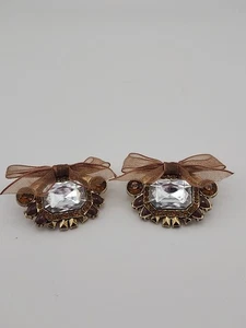 Lindsay Phillips Schuh Druckknöpfe Bernstein und klar Strass mit Schleife - Bild 1 von 2