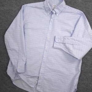 Brooks Brothers Makers Oxford Anzughemd Herren 18-36 blau kariert Made in USA NC - Bild 1 von 8