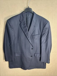 Coppley Bocelli 54R Slim Fit Navy Striped Wool Custom Short Arms Canada 2 Button - Picture 1 of 14