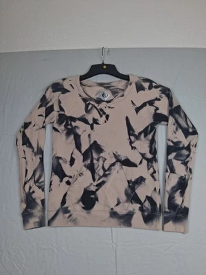 Volcom Sweater Womens Small 4/6 Pink Mauve Black Tie Dye Y2k 90s Skate Wide Neck - Image 1 of 4