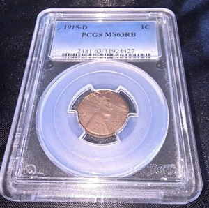1915 D PCGS MS63RB Red and Brown Lincoln Wheat Cent - Picture 1 of 11