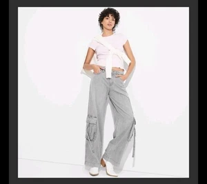 Women's Mid-Rise Wide Leg Cargo Baggy Pants Size 00 - Wild Fable - Picture 1 of 6