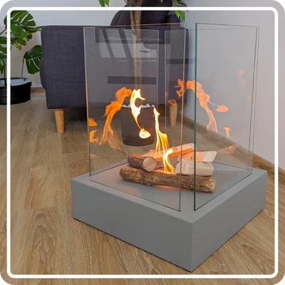 Freestanding BIO-Fireplace 40x40cm SUNSET Grey Tempered glass - Image 1 of 4