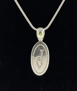 Ann King Initial “J” Pendant/Necklace 925 Silver/18K Gold HEAVY 24”Chain 16.8g - Picture 1 of 10