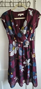 LOFT Mujer Vestido XSP Borgoña Azul Línea A V CUELLO Cintura Elástica - Imagen 1 de 7