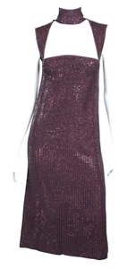 Vestido recto tejido adornado con cristal púrpura uva Bottega Veneta 2019 38 - Imagen 1 de 8