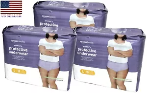 54 ct. Amazon Basics Incontinence Underwear for Women, Large 3 Pack Of 18. - Picture 1 of 9