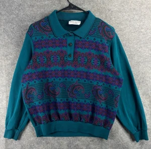 Vintage Cricket Lane Sweatshirt Damen mittelblau/lila Paisley Pullover Kragen - Bild 1 von 7