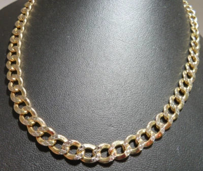 10K 2TONE GOLD HOLLOW CUBAN LINK CHAIN 22" LONG 7.90 MM WIDE 23.11 grams(G132423 - Image 1 of 4