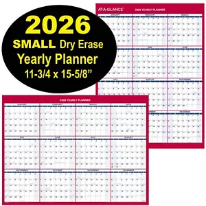 At-A-Glance 2026 Yearly Planner PM330B-28 Small Dry Erase Calendar 11-3/4x15-5/8 - Picture 1 of 5