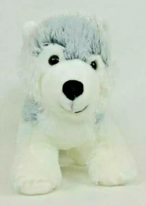 Siberian Husky Puppy Dog Stuffed Animal Plush Toy Gray White 11in Tall 14in Long - Picture 1 of 12