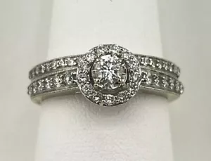 10k 5,28g Weißgold Heiligenschein 2 Band Hochzeit Set Größe 7 Wunderschön!!! - Bild 1 von 6