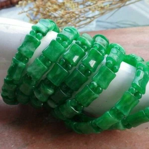 1 pieza Brazalete de bambú con cuentas de jade verde chino 241266 EE. UU. - Imagen 1 de 10