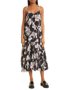 Jason Wu Iris Print Silk Midi Dress Black Size 0 3683 - Picture 1 of 1
