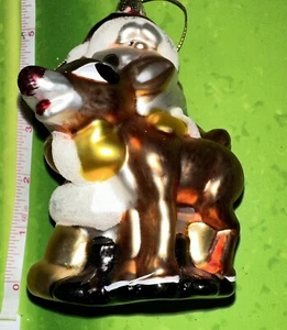 Vintage Kurt S Adler Rudolph & Weihnachtsmann Glas Ornament - Bild 1 von 4