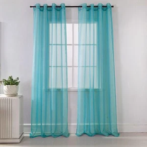 RT Designers Collection Lonnie 2 Pack Grommet Panel Each 38" x 84" Aqua - Picture 1 of 5