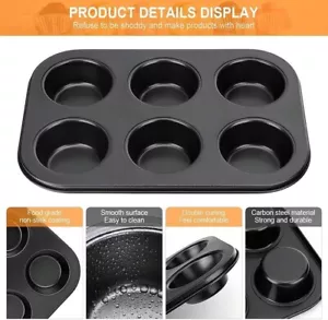 X2 Muffin Profundo Resistente Pastel de Hadas 6 Tazas Bandeja para Pudín Antiadherente Nuevo - Imagen 1 de 5