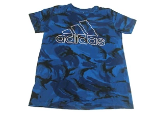 Adidas Blue Tie Dye Tee Shirt Youth Large Adidas Spell Out Chest Graphic Cotton - Picture 1 of 3