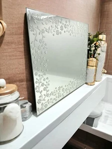 Unframed Wall Mirror 60x50cm Rectangular Bathroom Hanging Bedroom Office Mirrors - Picture 1 of 11