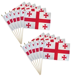 12 Stück Packung Georgia Land 12 x 18 Zoll Handheld Land Stick Flaggen - Bild 1 von 2