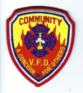 Community NC North Carolina Volunteer Fire Dept. Station 32 YELLOW LETTERS patch - Picture 1 of 1