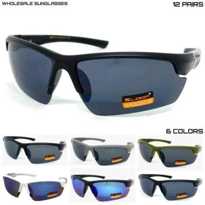 WHOLESALE LOT Sporty Wrap Around Military Tactical USA Flag SUN GLASSES 12 Pairs - Image 1 of 4