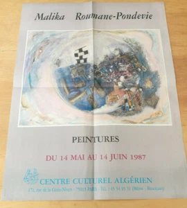 AFFICHE ART EXPOSITION ARTISTE ALGERIEN MALIKA ROUMANE PONDEVIE 1987 ALGERIE - Picture 1 of 1