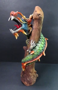 Vintage Climbing Serpent Dragon Wood / Resin Sculpture 12" Tall - Picture 1 of 20