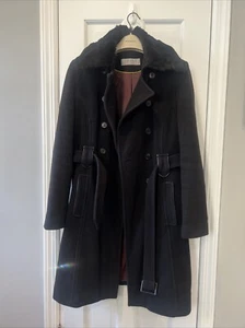 Women’s Marc New York Andrew Marc Pea Coat - Black Large - Real Rabbit Fur - Picture 1 of 8