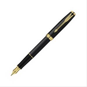 Excellent Parker Sonnet Fountain Pen Matte Black Gold Clip 0.5mm Fine Nib