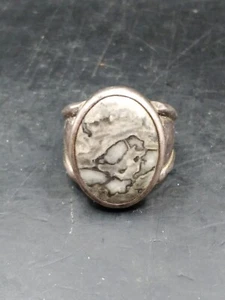 Chunky 925 Silver Geod Style Ring By Janice Girardi Size P - Picture 1 of 10