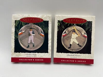 2 Hallmark Keepsake Ornament Yankees Lou Gehrig & Satchel Paige Baseball Heroes - Image 1 of 4