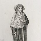 Antique 1841 Persian Engraving Woman Guterre - Lemaitre 19th Century