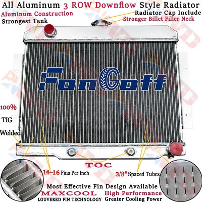 3 Row Radiator For 1972-1986 1982 Jeep CJ CJ5 CJ7 Chevy Small Block SBC Swap V8 Foto 1 de 4