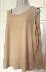 Susan Graver Modern Essentials Sleeveless Top Tank Blouse Tan Plus Size 4X - Picture 1 of 9