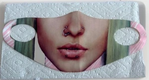 New 3D Face Mask Humour Nose & Lip Piercing Cloth Reusable, Washable One Size - Picture 1 of 3