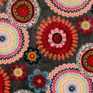 Flanell Fleece ♥ Double Face ♥ Blumen Blumenmuster  Grau ♥ Meterware - Bild 1 von 5