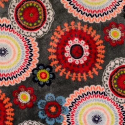 Flanell Fleece ♥ Double Face ♥ Blumen Blumenmuster  Grau ♥ Meterware - Bild 1 von 4