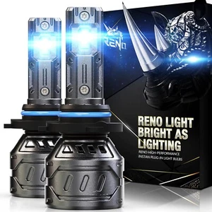 2Pks RENO 9006 LED Bulbs, HB4 Headlight Bulb Kit 16000 Lumens 6500K White Car - Picture 1 of 7