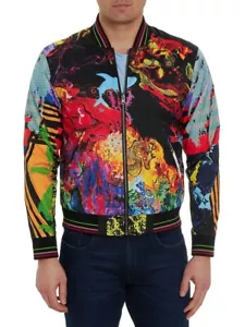 Robert Graham Reversible Aqua Kingdom Print Bomber Jacket Nwt Size Medium - Picture 1 of 3