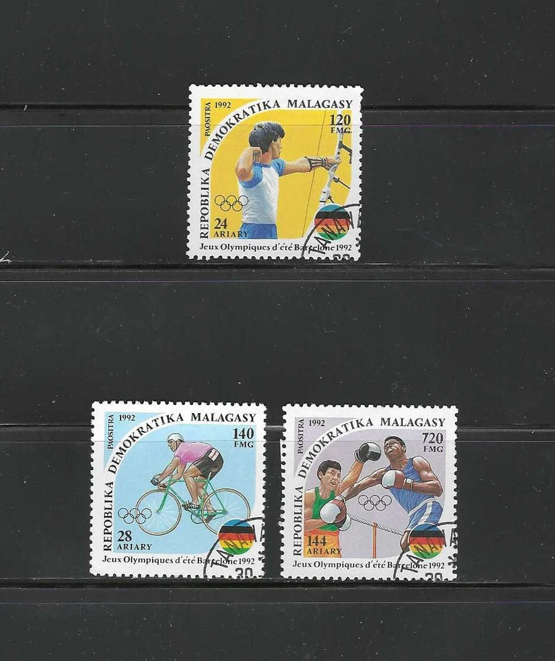 MADAGASCAR , MALAGASY, 1992 , SUMMER OLYMPICS , SET OF 3 STAMPS , PERF , VLH/CTO - Image 1 of 1