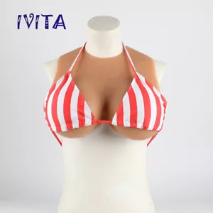 IVITA 6XL FF Cup Boobs Silicone Breast Forms Crossdresser Fake Boobs - Picture 1 of 12